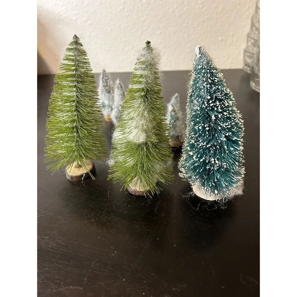 Set of 10 Unmarked Village Christmas Trees